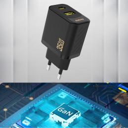 „Dudao A27 MaxC“ 35 W „GaN“ sieninis įkroviklis + USB-C laidas – juodas