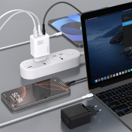 „Dudao A29C“ 65 W „GaN“ sieninis įkroviklis + USB-C laidas – juodas