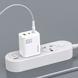 „Dudao A29C“ 65 W „GaN“ sieninis įkroviklis + USB-C laidas – baltas
