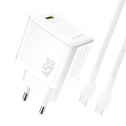 „Dudao A28C“ 45 W „GaN“ sieninis įkroviklis + USB-C laidas – baltas