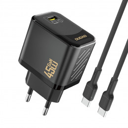 „Dudao A28C“ 45 W „GaN“ sieninis įkroviklis + USB-C laidas – juodas