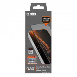 SBS apsauginis stiklas su D3O technologija ir aplikatoriumi, skirtas iPhone 17 Pro