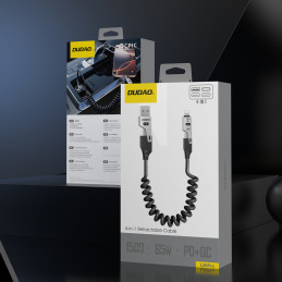 „Dudao L20 Pro 4-in-1“ USB-A / USB-C – „Lightning“ / USB-C laidas – juodas