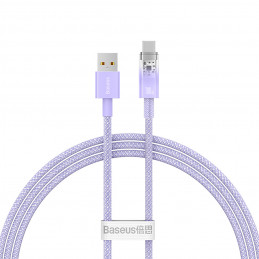 „Baseus Explorer 100W USB-A - USB-C“ laidas su išmaniuoju temperatūros jutikliu, 1 m – violetinis