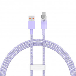 „Baseus Explorer 100W USB-A - USB-C“ laidas su išmaniuoju temperatūros jutikliu, 1 m – violetinis