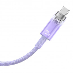 „Baseus Explorer 100W USB-A - USB-C“ laidas su išmaniuoju temperatūros jutikliu, 1 m – violetinis