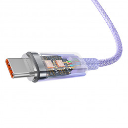 „Baseus Explorer 100W USB-A - USB-C“ laidas su išmaniuoju temperatūros jutikliu, 1 m – violetinis