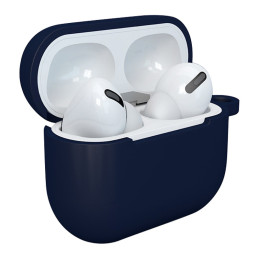 „AirPods 3“ silikoninis minkštas ausinių dangtelis + raktų pakabukas „Lobster“ pakabukas tamsiai mėlynas (D dėklas)