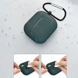 „AirPods 3“ silikoninis minkštas ausinių dangtelis + raktų pakabukas „Lobster“ pakabukas tamsiai mėlynas (D dėklas)