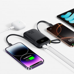 „Baseus EnerFill FC31“ 20000mAh 22,5W išorinė baterija su skaitmeniniu ekranu ir 2 integruotais laidais (USB-C + „Lightn...