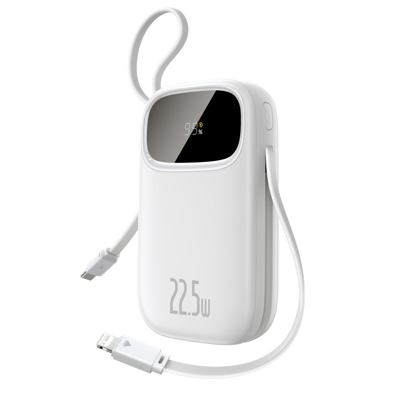 „Baseus EnerFill FC31“ 20000mAh 22,5W išorinė baterija su skaitmeniniu ekranu ir 2 integruotais laidais (USB-C + „Lightn...