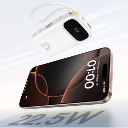 „Baseus EnerFill FC31“ 20000mAh 22,5W išorinė baterija su skaitmeniniu ekranu ir 2 integruotais laidais (USB-C + „Lightn...