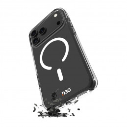 „Puro Impact Clear D3O TPU+PC“ dėklas, suderinamas su „MagSafe“, skirtas „iPhone 17 Pro“ – permatomas