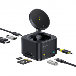 „Baseus MagPro Series II“ 7 viename USB-C šakotuvas su „MagSafe“ suderinamu įkrovikliu, 15 W + HDMI + USB-A + USB-C + SD...