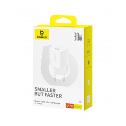 „Baseus GaN5“ 30 W USB-C mini sieninis įkroviklis – baltas
