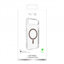 „Puro Lite Mag TPU+PC“ dėklas, suderinamas su „MagSafe“, skirtas „iPhone 17 Air“ – skaidrus su rudu žiedu