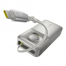 „Baseus Free2Pull“ 20000mAh 65W išorinė baterija su ištraukiamu USB-C laidu - pilka