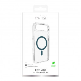 „Puro Lite Mag TPU+PC“ dėklas, suderinamas su „MagSafe“, skirtas „iPhone 17 Air“ – skaidrus su turkio spalvos žiedu