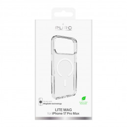 „Puro Lite Mag TPU+PC“ dėklas, suderinamas su „MagSafe“, skirtas „iPhone 17 Pro Max“ – skaidrus su baltu žiedu