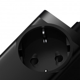 „Baseus GaN3 Pro 65W“ įkrovimo stotelė su USB-C ir USB-A jungtimis, 1 m ilgio ir 100 W ilgio laidu (juoda).