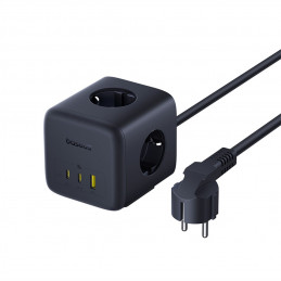 „Baseus EnerFill FA11“ 67 W maitinimo blokas, USB-A + USB-C kubas + 3 x ES lizdai (1,5 m) - juodas