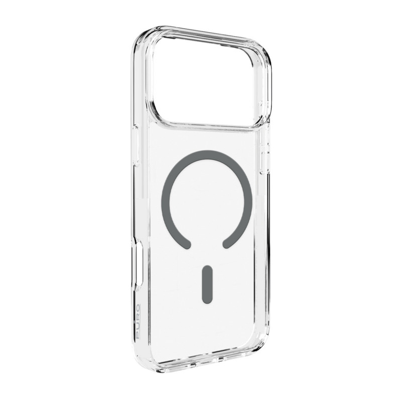 „Puro Lite Mag TPU+PC“ dėklas, suderinamas su „MagSafe“, skirtas „iPhone 17 Pro Max“ – skaidrus su pilku žiedu
