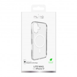 „Puro Lite Mag TPU+PC“ dėklas, suderinamas su „MagSafe“, skirtas „iPhone 17“ – skaidrus su baltu žiedu