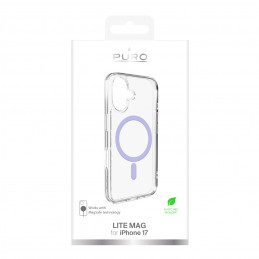 „Puro Lite Mag TPU+PC“ dėklas, suderinamas su „MagSafe“, skirtas „iPhone 17“ – skaidrus su rausvu žiedu