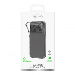 „Puro 0.3 Nude“ itin plonas TPU dėklas, skirtas „iPhone 17 Pro“ – permatomas