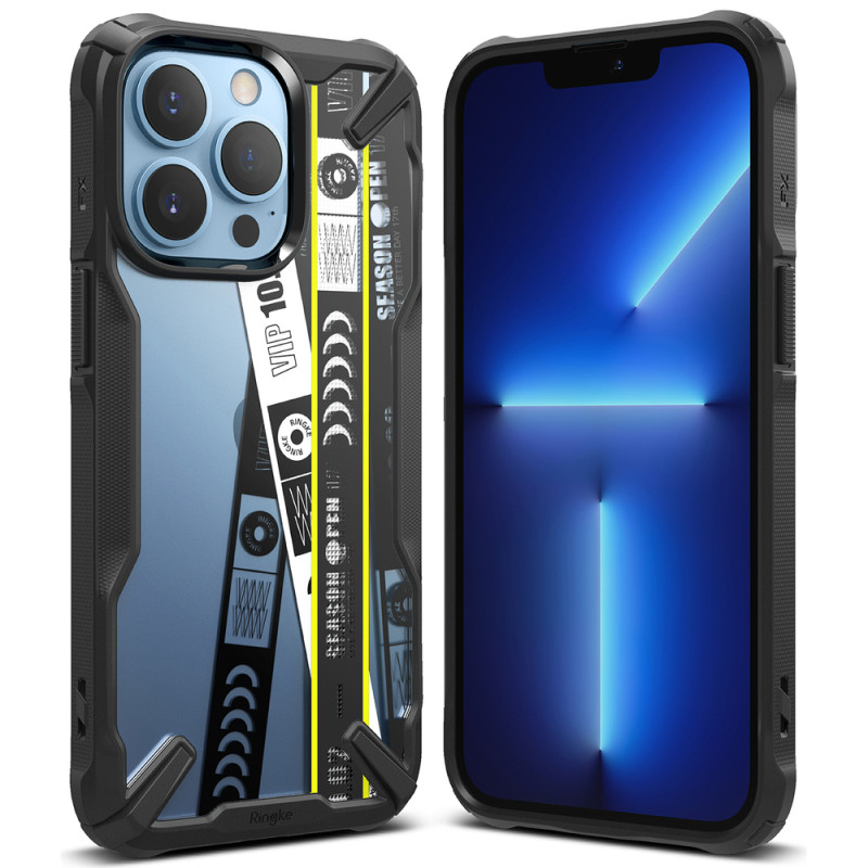 Ringke Fusion X Design šarvuotas dėklas su rėmeliu iPhone 13 Pro juodas (Bilietų juosta) (FXD550E43)