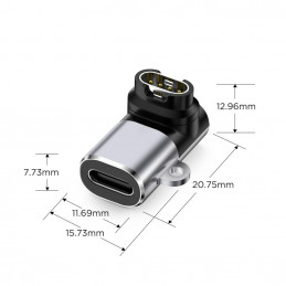 „Tech-Protect Ultraboost“ USB-C kampinis adapteris „Garmin“ laikrodžiui – pilkas