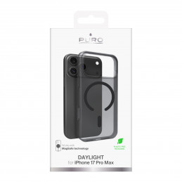 „Puro Daylight Magsafe“ suderinamas silikoninis dėklas, skirtas „iPhone 17 Pro Max“ – permatomas juodas