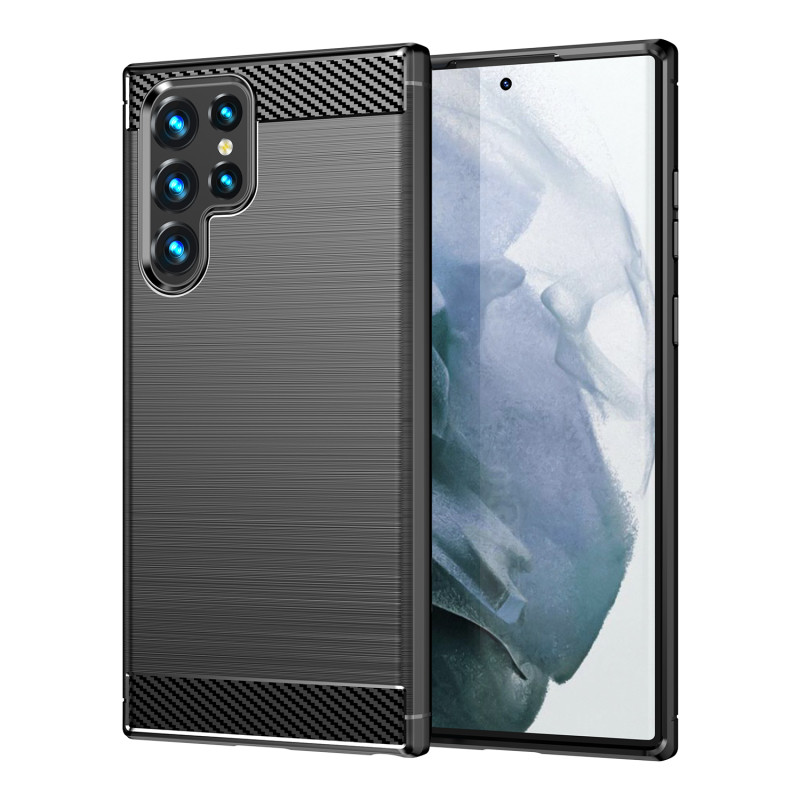 Carbon Case lankstus dangtelis Samsung Galaxy S22 Ultra juodas