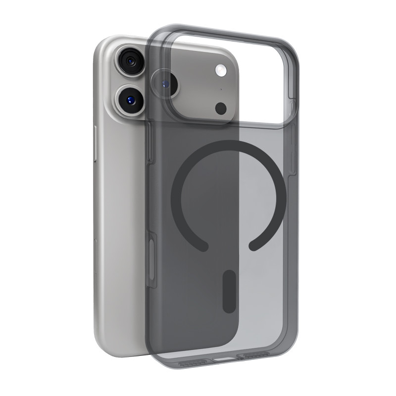 „Puro Daylight Magsafe“ suderinamas silikoninis dėklas, skirtas „iPhone 17 Pro“ – permatomas juodas