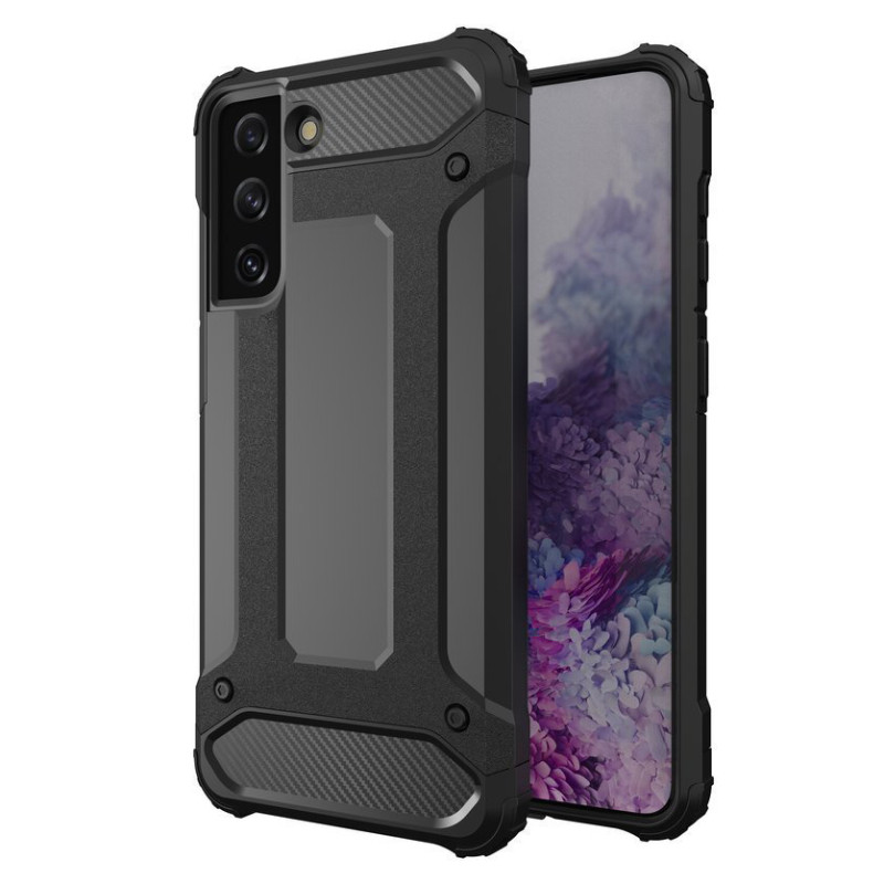 Hybrid Armor šarvuotas hibridinis dėklo dangtelis, skirtas Samsung Galaxy S22 Ultra juodas