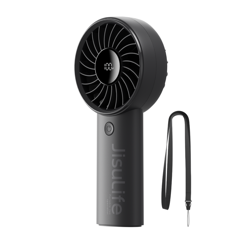 „Jisulife“ nešiojamasis ventiliatorius „Life4“ 5000mAh nešiojamasis USB ventiliatorius – juodas