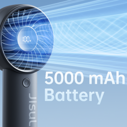 „Jisulife“ nešiojamasis ventiliatorius „Life4“ 5000mAh nešiojamasis USB ventiliatorius – juodas