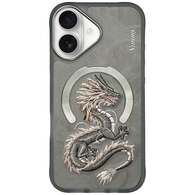 „Nimmy Dragon MagSafe iPhone 16“ dėklas – pilkas