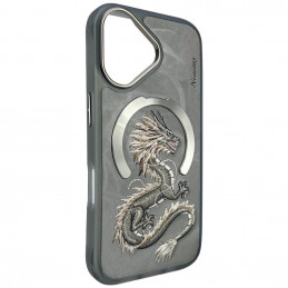 „Nimmy Dragon MagSafe iPhone 16“ dėklas – pilkas