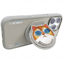 „Nimmy Glasses“ stilingas „Cat MagSafe“ dėklas, skirtas „iPhone 16 Pro Max“ – pilkas