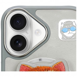 „Nimmy Glasses“ stilingas katino formos „MagSafe“ dėklas, skirtas „iPhone 16“ – pilkas