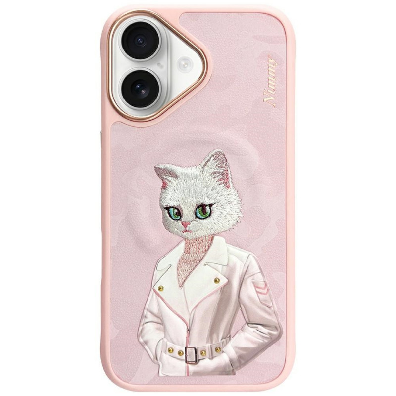 „Nimmy Magnetic“ madingas mielas augintinio formos „MagSafe“ dėklas, skirtas „iPhone 16“ – rožinis