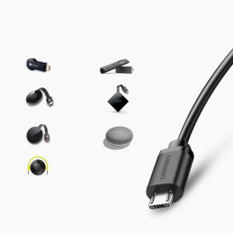 Ugreen 30985 išorinė tinklo plokštė skirta Chromecast su mikro USB / USB-A jungtimis 100Mb/ s 1m - juoda