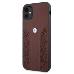 BMW Leather Curve perforuotas dėklas iPhone 11 / Xr - raudonas