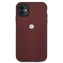 BMW Leather Curve perforuotas dėklas iPhone 11 / Xr - raudonas