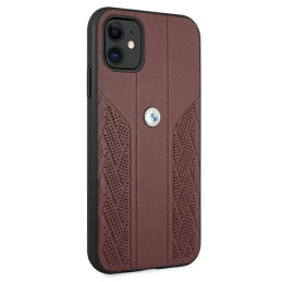 BMW Leather Curve perforuotas dėklas iPhone 11 / Xr - raudonas