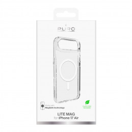„Puro Lite Mag TPU+PC“ dėklas, suderinamas su „MagSafe“, skirtas „iPhone 17 Air“ – skaidrus su baltu žiedu