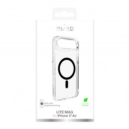 „Puro Lite Mag TPU+PC“ dėklas, suderinamas su „MagSafe“, skirtas „iPhone 17 Air“ – skaidrus su juodu žiedu