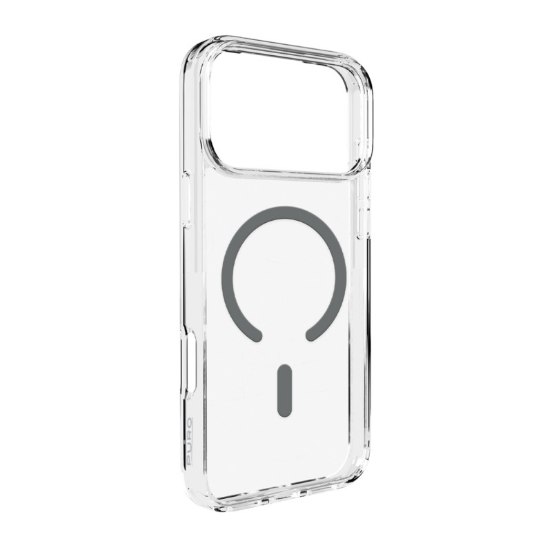 „Puro Lite Mag TPU+PC“ dėklas, suderinamas su „MagSafe“, skirtas „iPhone 17 Pro“ – skaidrus su pilku žiedu