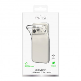 „Puro 0.3 Nude“ itin plonas TPU dėklas, skirtas „iPhone 17 Pro Max“ – permatomas